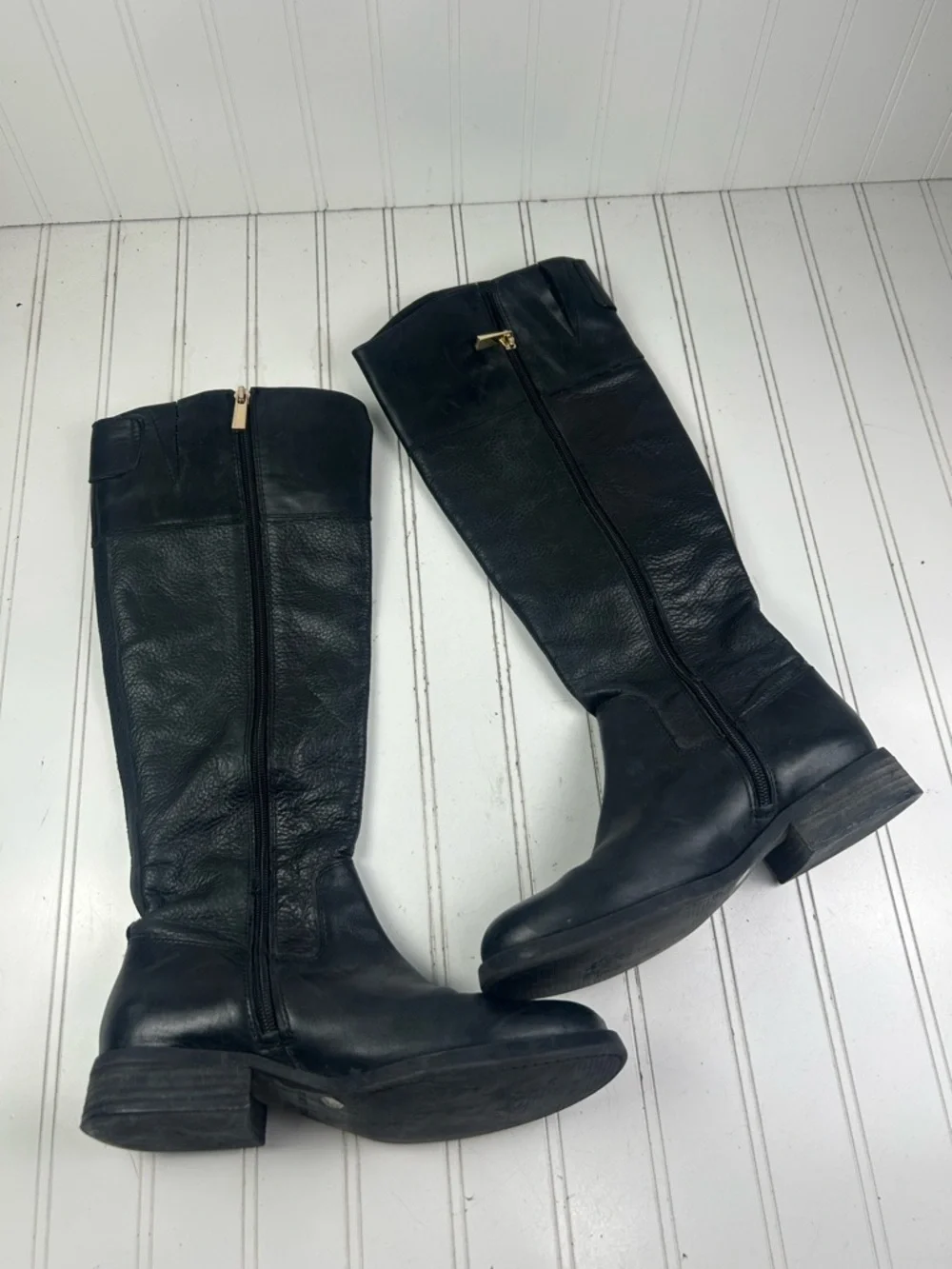 Vince Camuto Selpisa Black Leather Riding Knee High Boots Women’s Size 6M